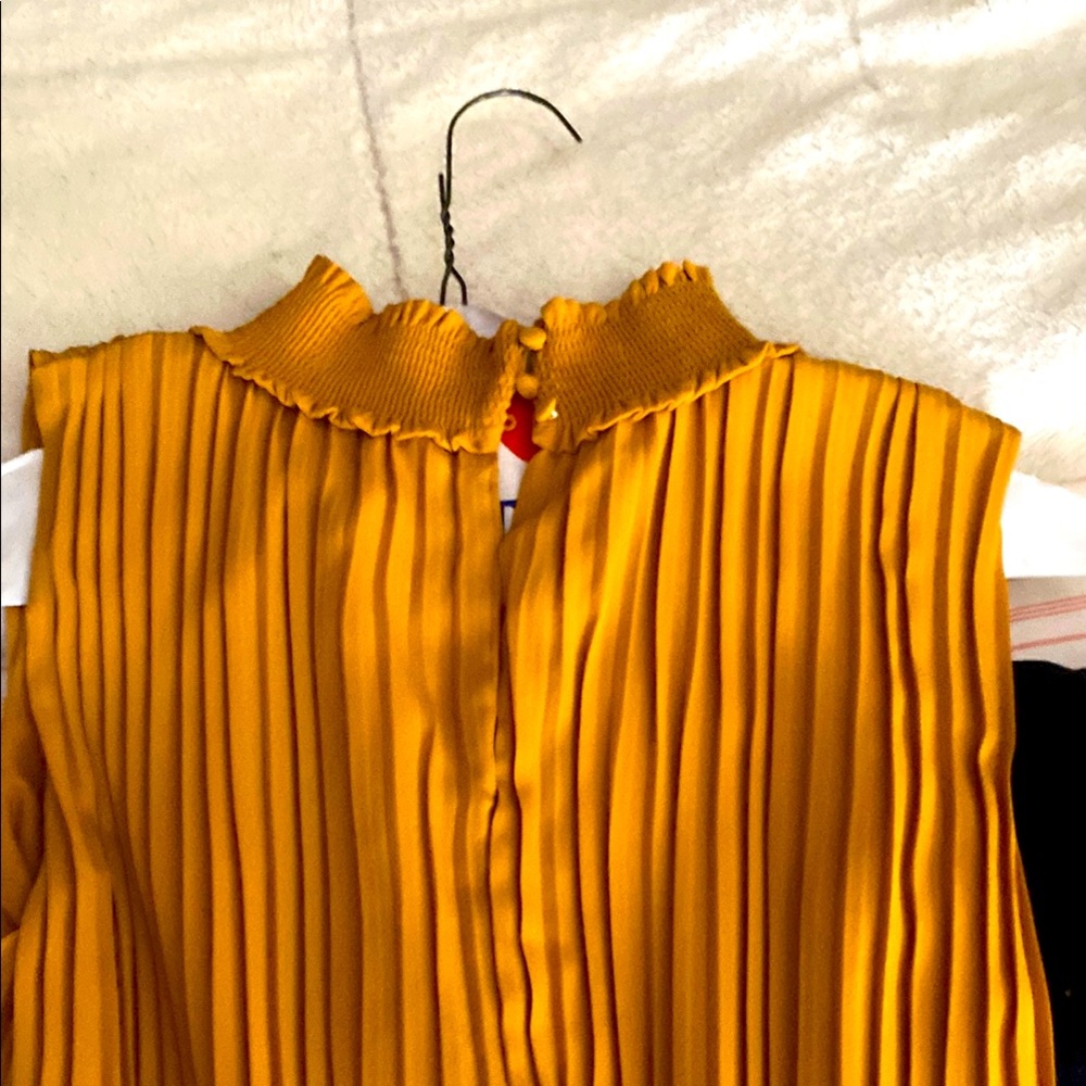 Yellow Pleated Women's Top